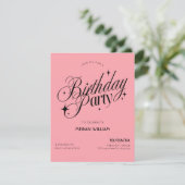 Invitation d'anniversaire rose (Debout devant)