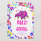 Invitation d'anniversaire rose (Devant / Derrière)