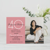 Invitation d'anniversaire rose 40 ans et fabuleuse (Debout devant)