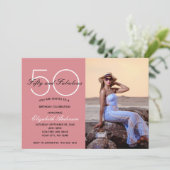 Invitation d'anniversaire rose 50 ans et fabuleuse (Debout devant)