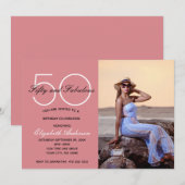 Invitation d'anniversaire rose 50 ans et fabuleuse (Devant / Derrière)
