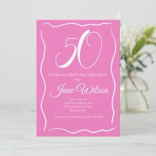 Invitation d'anniversaire rose 50 ans et fabuleuse