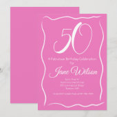 Invitation d'anniversaire rose 50 ans et fabuleuse (Devant / Derrière)