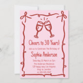 Invitation d'anniversaire rose « À 30 ans » (Devant)