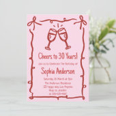 Invitation d'anniversaire rose « À 30 ans » (Debout devant)