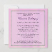 Invitation d'anniversaire rose avec Diamond Tiara (Dos)