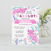 Invitation d'anniversaire rose Axolotl (Debout devant)