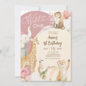 Invitation d'anniversaire Rose Boho Safari Wild On (Devant)