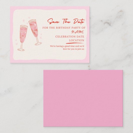 Invitation d'anniversaire rose bulle (Devant / Derrière)