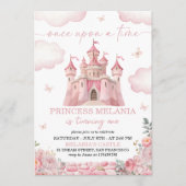 Invitation d'anniversaire rose Château Princesse (Devant)