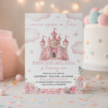 Invitation d'anniversaire rose Château Princesse