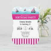 Invitation d'anniversaire rose chaud (Debout devant)
