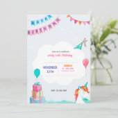 Invitation d'anniversaire rose de fête (Debout devant)