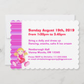 invitation d'anniversaire rose de la poupée des en (Dos)