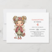 Invitation d'anniversaire rose de petite fille fée (Devant)