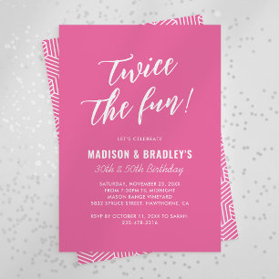 Invitation d'anniversaire rose deux fois plus amus