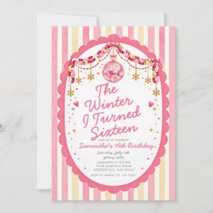 Invitation d'anniversaire Rose Disco L'Hiver où j'