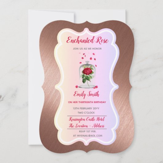 Invitation d'anniversaire ROSE ENCHANTÉE Conte de  (Devant)