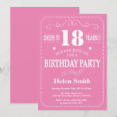 Invitation d'anniversaire rose et blanc (Devant / Derrière)