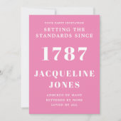 Invitation d'anniversaire rose et blanc  (Devant)