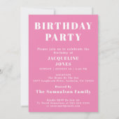 Invitation d'anniversaire rose et blanc  (Dos)