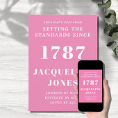 Invitation d'anniversaire rose et blanc 