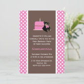 Invitation d'anniversaire rose et Brown pour bébé (Debout devant)