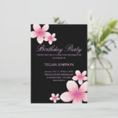 Invitation d'anniversaire rose et noir Frangipani (Debout devant)