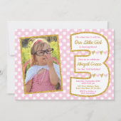 Invitation d'anniversaire rose et or 3e (Devant)