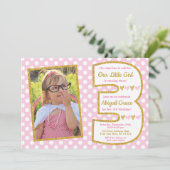 Invitation d'anniversaire rose et or 3e (Debout devant)