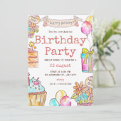 Invitation d'anniversaire rose et orange (Debout devant)