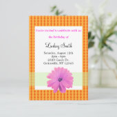 Invitation d'anniversaire rose et orange (Debout devant)