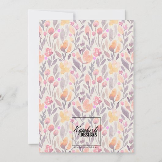 Invitation d'anniversaire rose et violet (Dos)