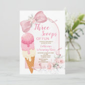 Invitation d'anniversaire Rose Ivory Trois Boules (Debout devant)
