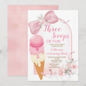 Invitation d'anniversaire Rose Ivory Trois Boules (Devant / Derrière)