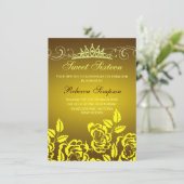 Invitation d'anniversaire Rose jaune & Tiara (Debout devant)