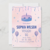 Invitation d'anniversaire rose mignon minimaliste (Devant)