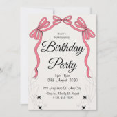 Invitation d'anniversaire rose pailleté féminin mi (Devant)