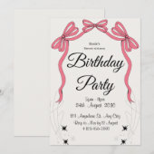 Invitation d'anniversaire rose pailleté féminin mi (Devant / Derrière)