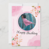Invitation d'anniversaire rose personnalisée (Devant)