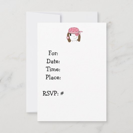 Invitation d'anniversaire rose Pirate (Dos)