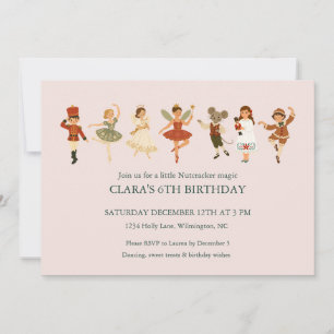Invitation d'anniversaire rose poudré pour le ball