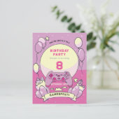 Invitation d'anniversaire rose pour enfants jeuxfe (Debout devant)