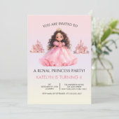 Invitation d'anniversaire rose pour fête de prince (Debout devant)