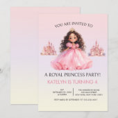 Invitation d'anniversaire rose pour fête de prince (Devant / Derrière)