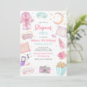 Invitation d'anniversaire rose pour fille de soiré (Debout devant)