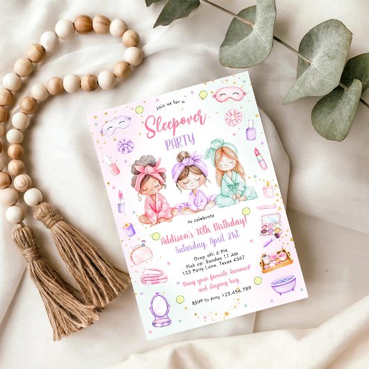 Invitation d'anniversaire rose pour fille de soiré