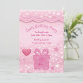 Invitation d'anniversaire rose pour filles (Debout devant)