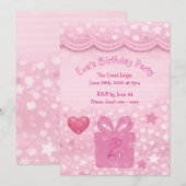 Invitation d'anniversaire rose pour filles (Devant / Derrière)