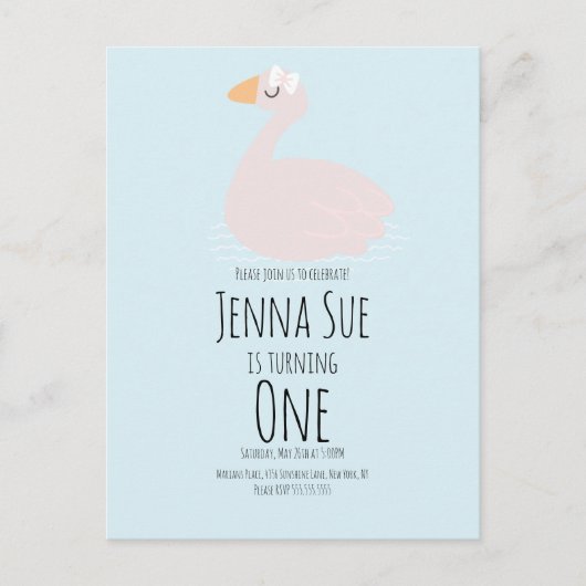 Invitation d'anniversaire rose pour filles au thèm (Devant)